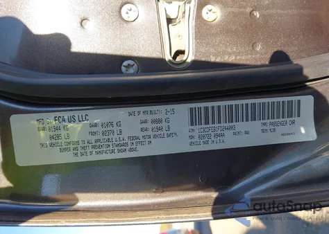 2015 Dodge Dart Gt из США, поврежденный, VIN 1C3CDFEB1FD244003